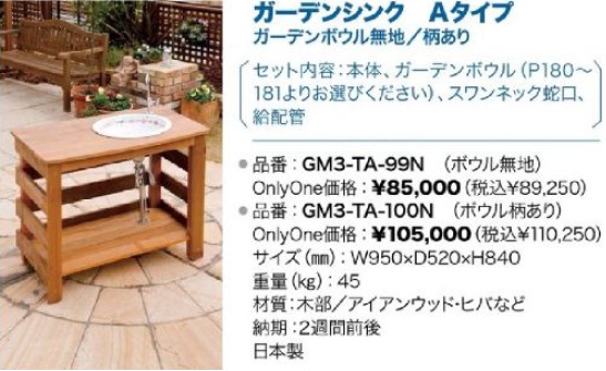 Ａタイプ　ガーデンシンク　オンリーワン